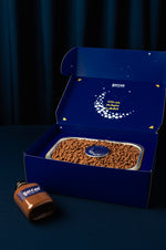 Gateau Gourmet Cafe Krunchoco Delight chocolate gift box with a tray of chocolate treats and a chocolate bottle