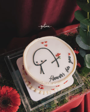Order Flork cake online from Gateau Gourmet Cafe featuring a white cake with a cute Flork character design