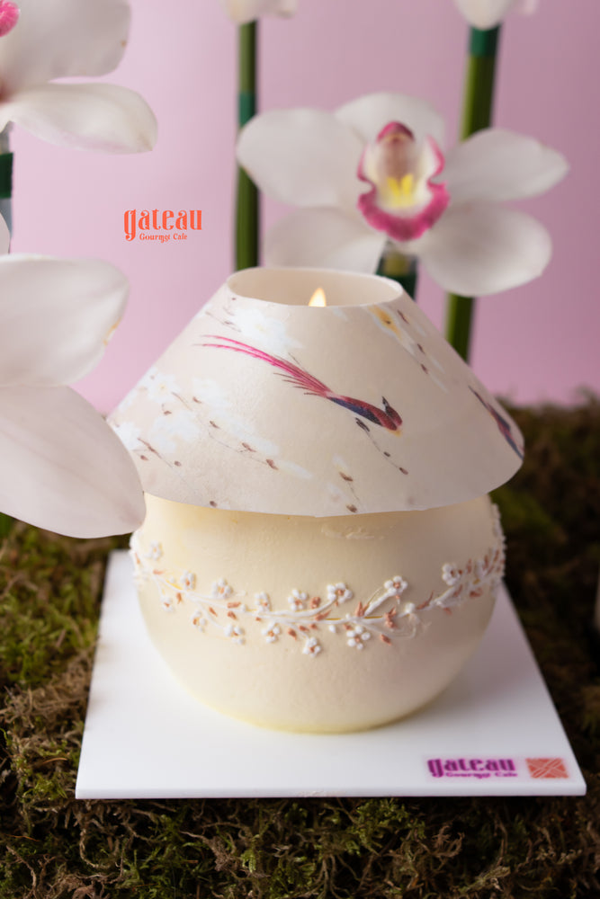 Phalaenopsis flower cake arrangement by Gateau Gourmet Cafe with elegant design and decorative details