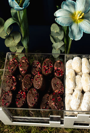 Elegant Ramadan sweet gift boxes featuring assorted chocolates and traditional sweets from Gateau Gourmet Cafe