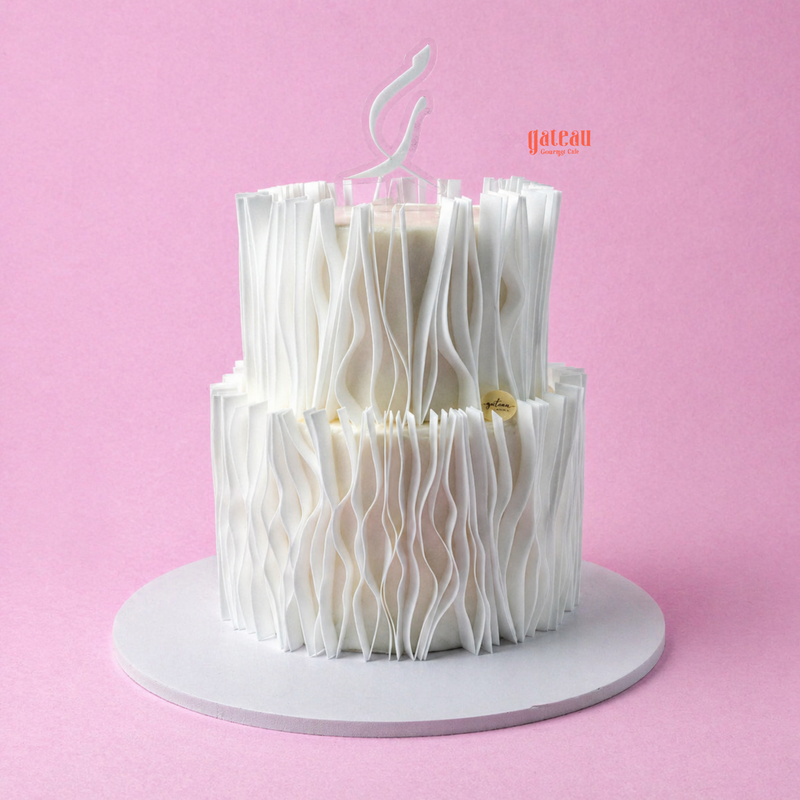 Wafer Paper Raffles Wedding Cake — handcrafted by Gateau Gourmet in Abu Dhabi